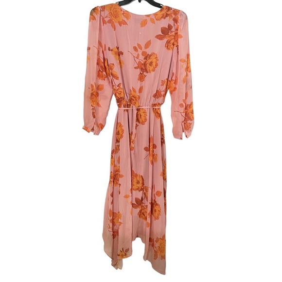 City Chic Pink Floral Print V-Neck Asymmetric Dress Size 16 NWT - Picture 5 of 7